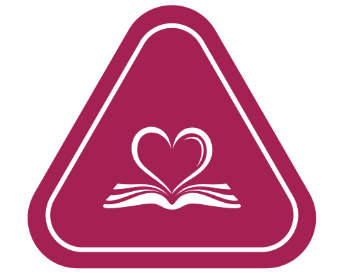 Community education icon — open book with heart