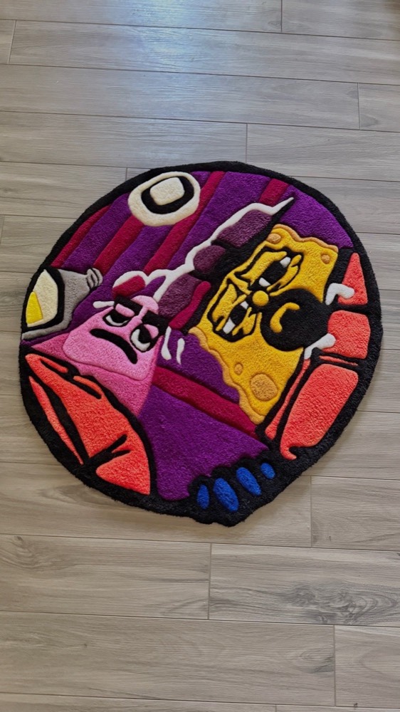 Tufted rug photographed from above