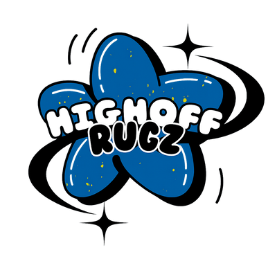 Highoffrugz logo — a blue tufted flower