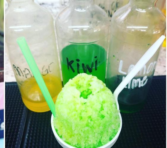 Fresh flavor bottles and a lime green shave ice