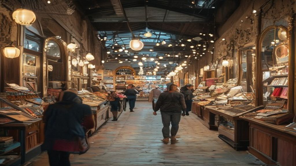 Customers browsing the Magpie vintage market floor